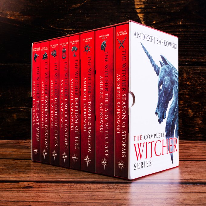 The Witcher Boxed Set 2024:The Last Wish, Sword of Destiny, Blood of Elves, Time of Contempt, Baptism of Fire, The Tower of The Swallow, The Lady of the Lake, Season of Storms